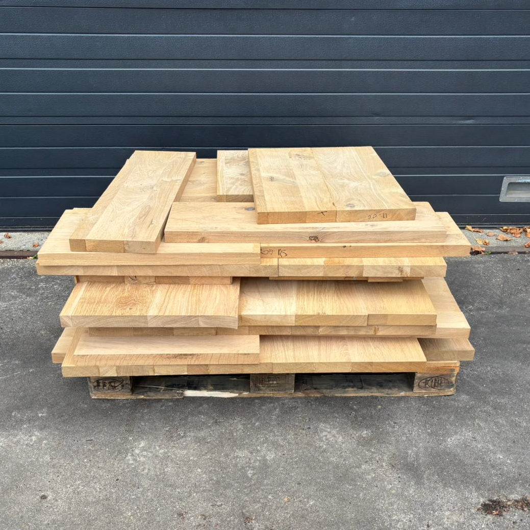 Houtmerk - Losse panelen massief eiken resthout - SALE Werkbladen houtmerk