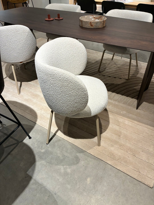 Ferm - Set 4 stuks Rico Dining Chair - Stoffering Soft Boucle Off White - SALE Stoelen Houtmerk