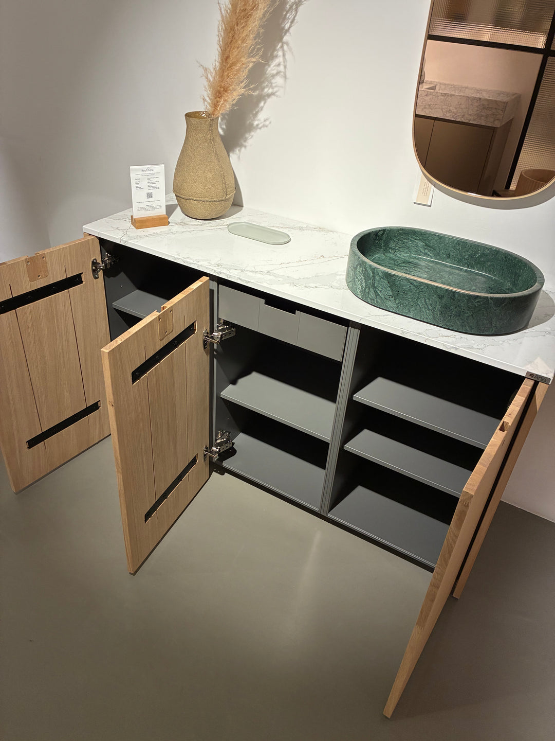 GERESERVEERD Houtmerk - Houten Badmeubel Fresco met wastafelblad voor waskom - SALE Badmeubels Houtmerk