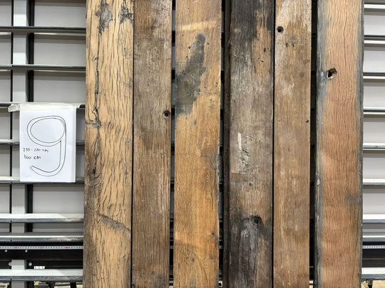 Houtmerk - Massief houten wagondelen 233x100cm - Oud Eiken en Meranti Rustiek - SALE Werkbladen Houtmerk   