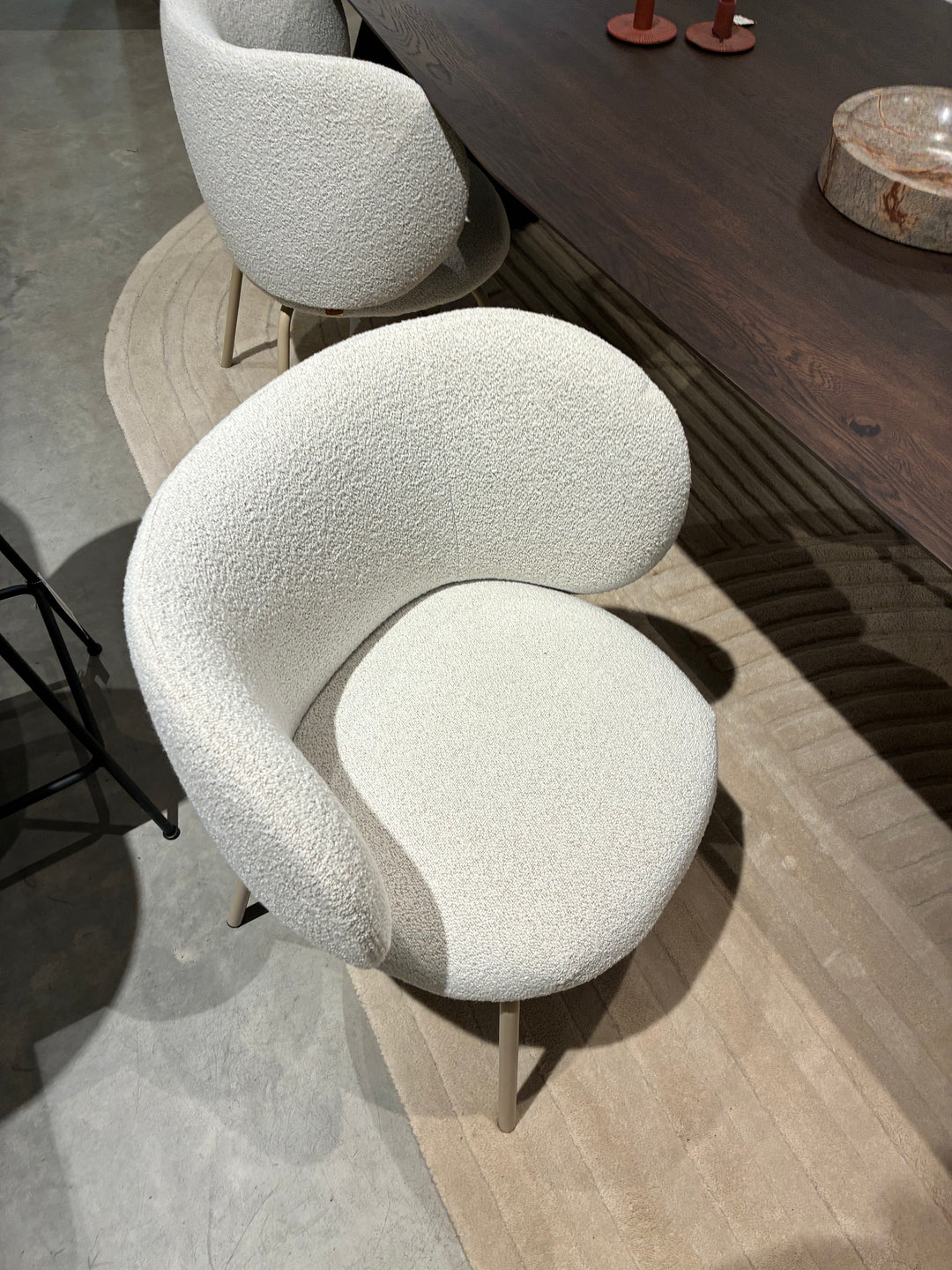 Ferm - Set 4 stuks Rico Dining Chair - Stoffering Soft Boucle Off White - SALE Stoelen Houtmerk