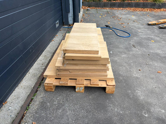 Houtmerk - Losse panelen massief eiken resthout - SALE Werkbladen houtmerk