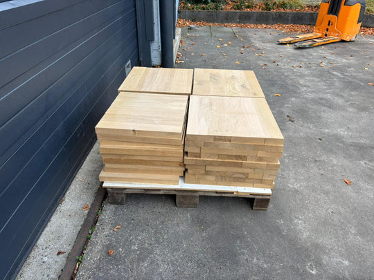 Houtmerk - Losse panelen massief eiken resthout 50x50cm - SALE Werkbladen houtmerk