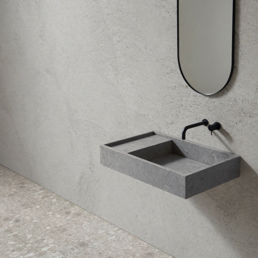 Houtmerk - Partout enkele wastafel 80cm - Concreto - Natuursteen uit voorraad Houtmerk
