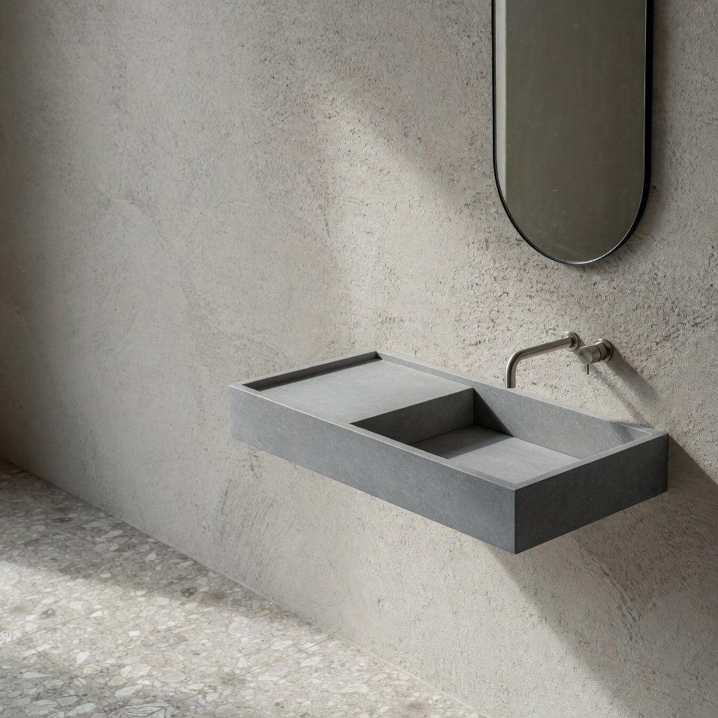 Houtmerk - Partout enkele wastafel 100cm - Concreto - Natuursteen uit voorraad Houtmerk