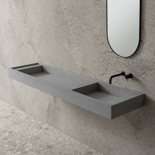 Houtmerk - Partout dubbele wastafel 200cm - Concreto - Natuursteen uit voorraad Houtmerk