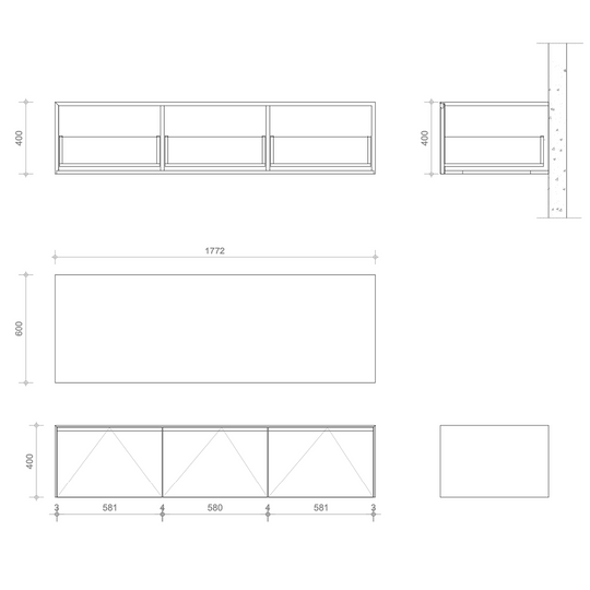 Houtmerk - Houten Badmeubel Malaga 180cm - Massief hout maatwerk - SALE Badmeubels houtmerk   