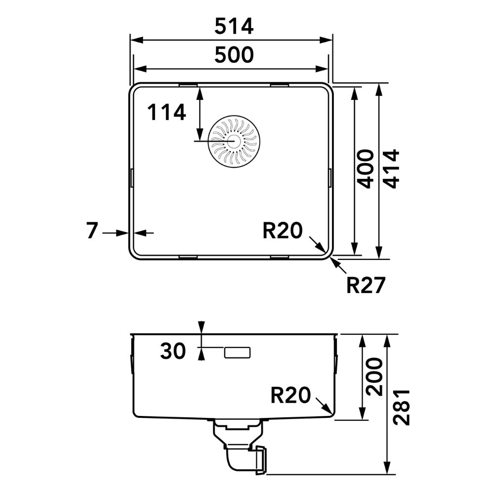 Caressi CAPPSR50R20CO - Spoelbak Copper - Onderbouw en Vlakbouw Houtmerk