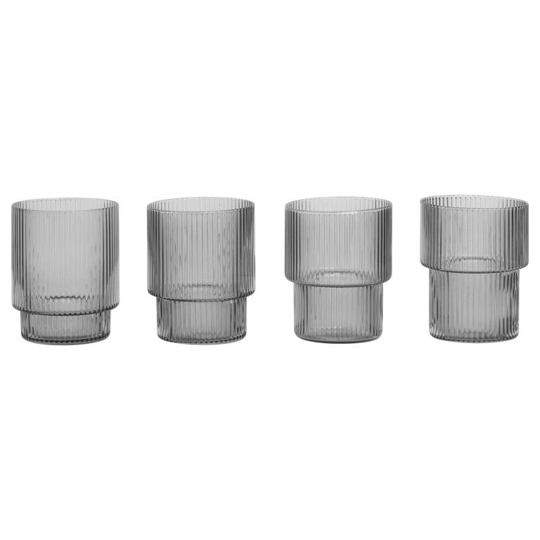 Ferm Living Ripple Glasses - Rookglas - Mondgeblazen Glazen - Scandinavisch Design - Houtmerk - SALE