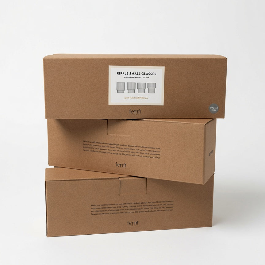 Ferm Living Ripple Small Glasses - Rookglas - Mondgeblazen Drinkglazen - Houtmerk - SALE
