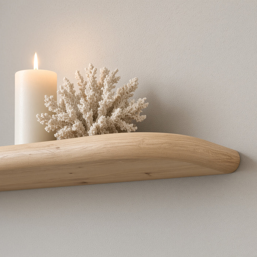 Houtmerk - Afgeronde Wandplank blinde bevestiging - Massief eiken halfrond