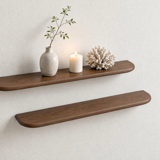 Houtmerk - Afgeronde Wandplank blinde bevestiging - Massief eiken halfrond