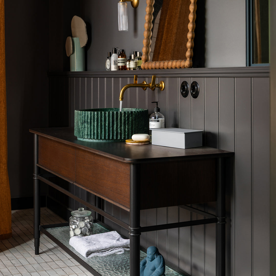 Houtmerk – Solis waskom Rond - Indian Green marmer