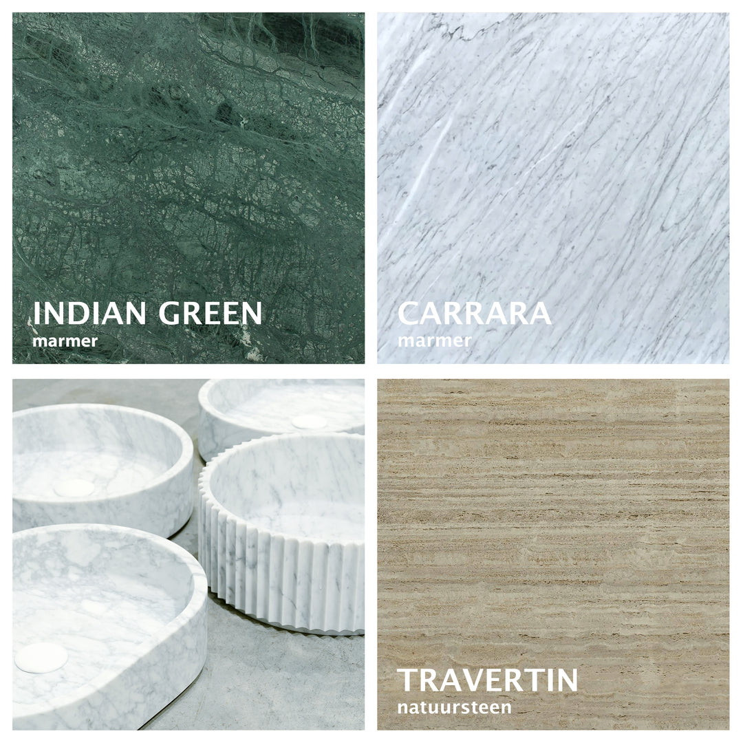 Houtmerk – Solis waskom Rond - Indian Green marmer Wastafels Houtmerk