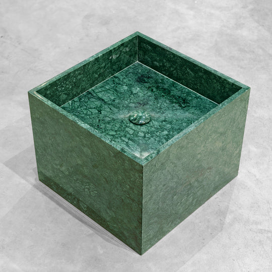 Houtmerk - Omega enkele wastafel 45x46cm - Indian Green marmer - Natuursteen uit voorraad-Houtmerk-
