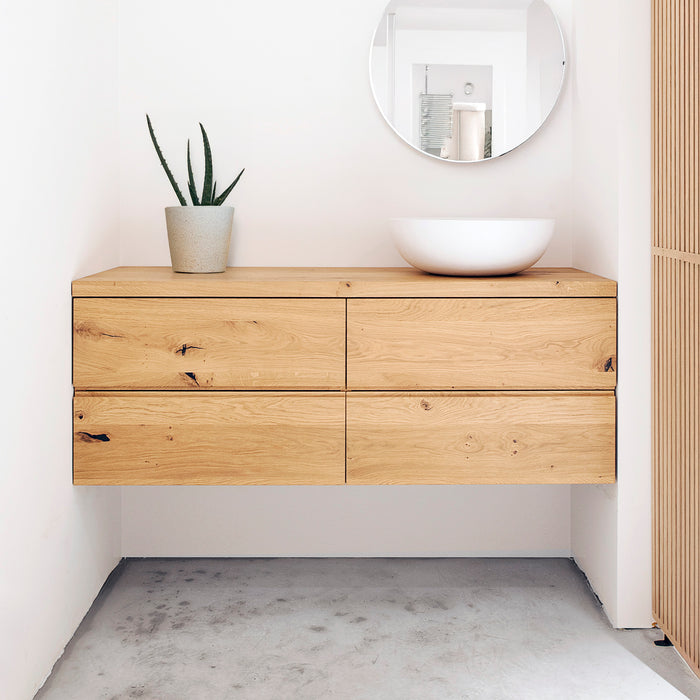 Houtmerk - Houten Badmeubel Bretagne - massief eiken Blend maatwerk Badmeubels houtmerk