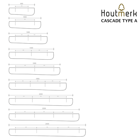 Houtmerk - Cascade A - Houten wandplank blinde bevestiging  Houtmerk   
