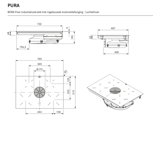Bora - Pure - Kookplaat met afzuiging Apparatuur Bora   