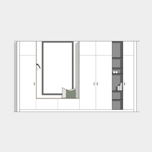 Houtmerk - Kast Buco 03 - Hoge kast met nis en zitelement Kastcombinatie Houtmerk   