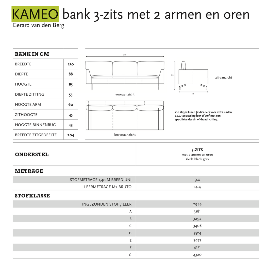 Label van den Berg -  3-zits Kameo Sofa in blauwe Atohi stof - SALE Lampen Label van den Berg   