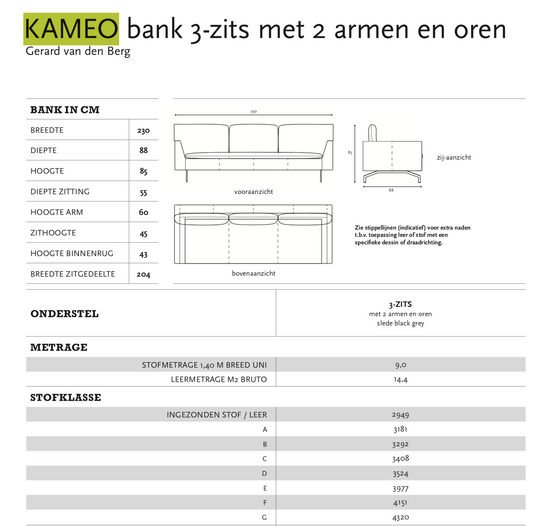 Label van den Berg -  3-zits Kameo Sofa in blauwe Atohi stof - SALE Lampen Label van den Berg   