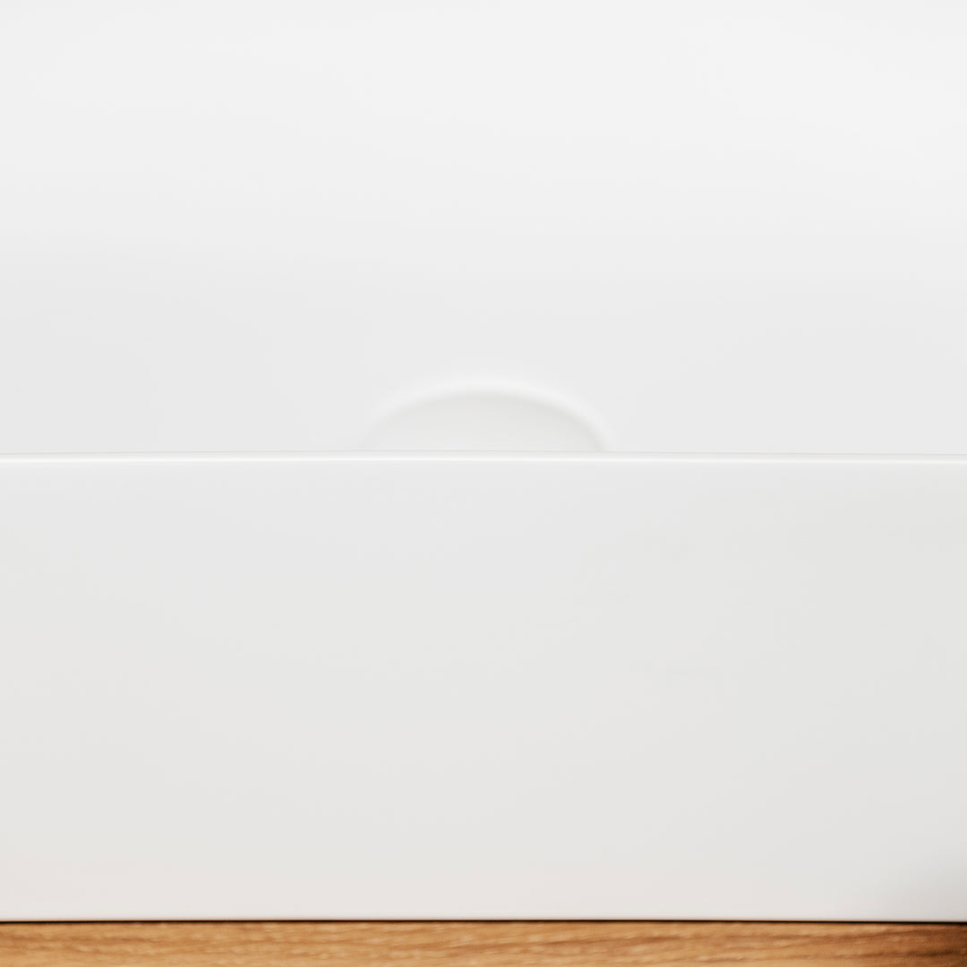 Houtmerk – Witte Waskom Circa Solid Surface – Afgeronde rechthoek Wastafels Houtmerk   