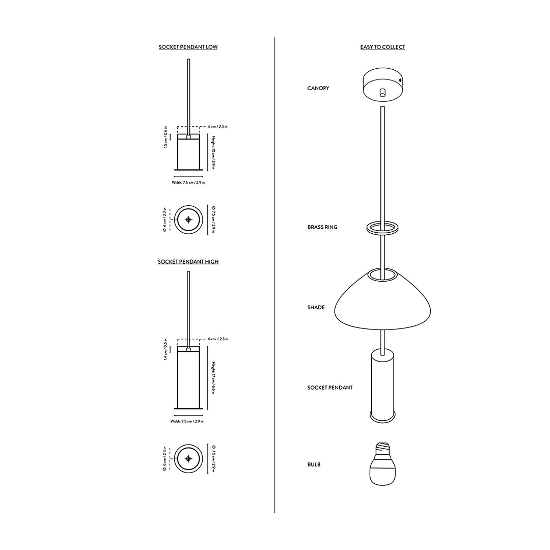 Ferm Living - Collect Socket Pendant - Hanglamp Lampen Ferm Living   