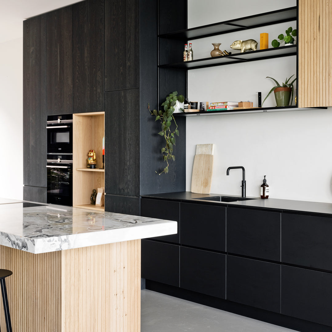 Ratio - Keukenfront BERLAGE - Eiken Fineer Zwarte beits Keukenfronten Houtmerk   