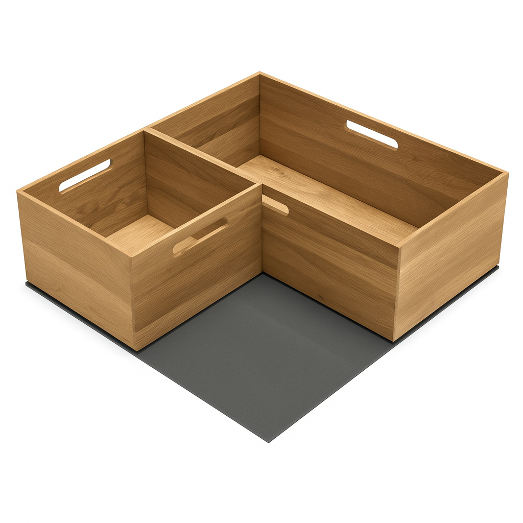 Houtmerk Caseline - Eiken vakken met slipmat voor lade of binnenlade - Hettich lades Houtmerk