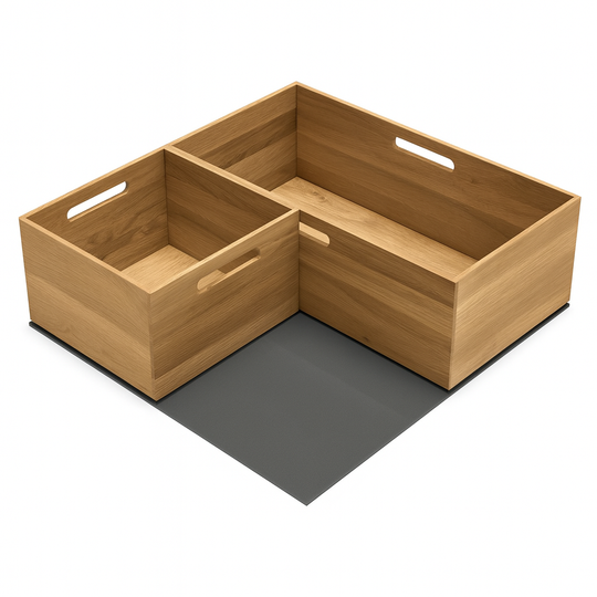 Houtmerk Caseline - Eiken vakken met slipmat voor lade of binnenlade - Hettich lades Houtmerk