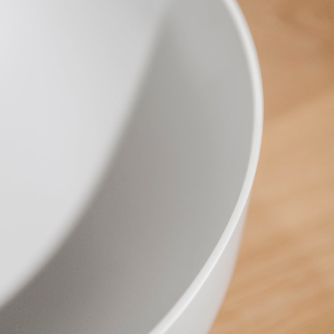 Houtmerk – Witte Waskom Oblong Solid Surface – Afgeronde Ovaal Wastafels Houtmerk   