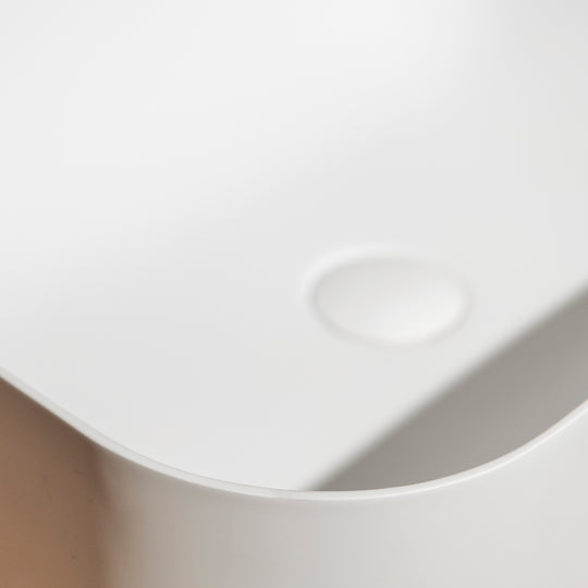 Houtmerk – Witte Waskom Circa Solid Surface – Afgeronde rechthoek Wastafels Houtmerk   