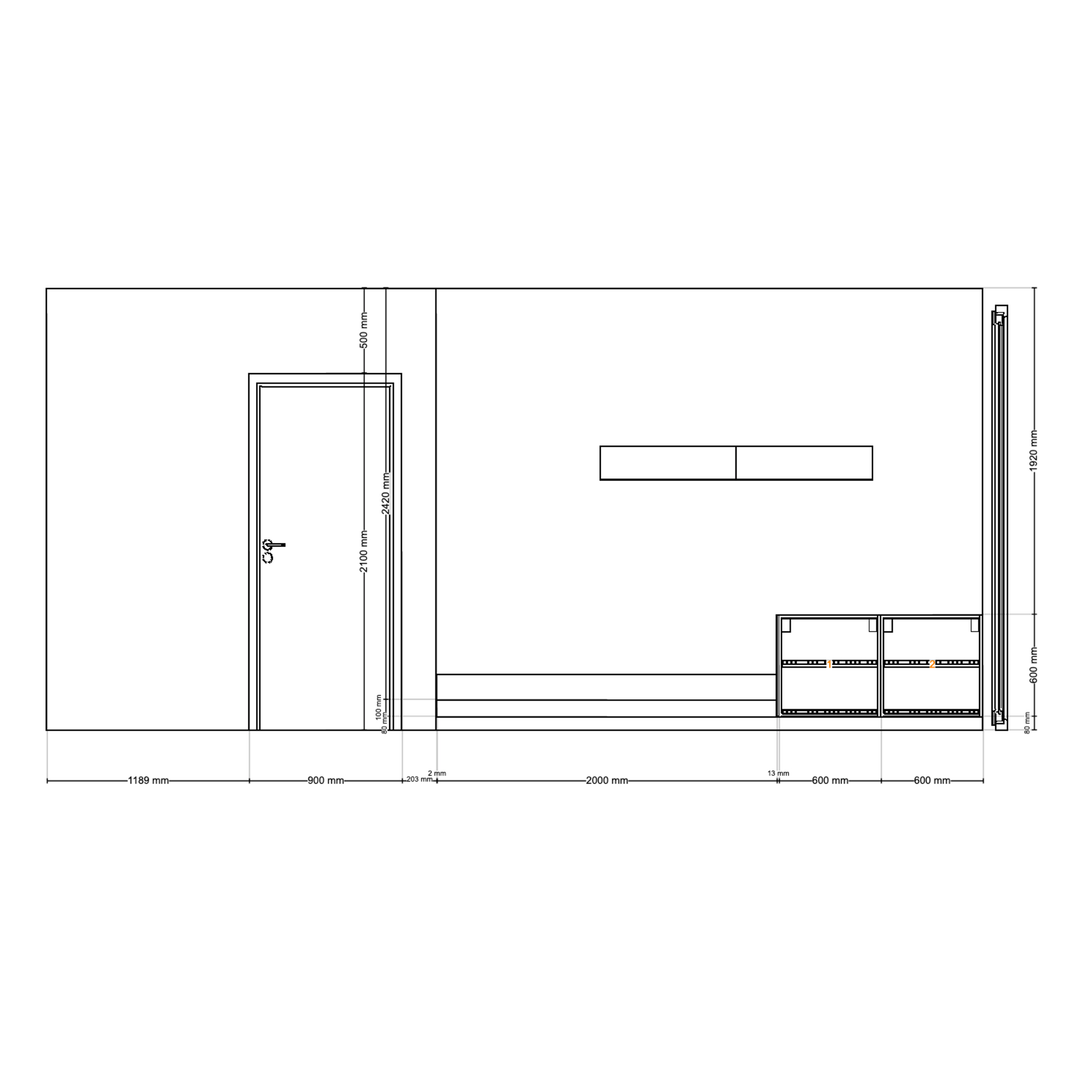Houtmerk - Zitbank Villa 02 - Zitelement met lades of deuren Kastcombinatie Houtmerk   