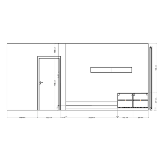 Houtmerk - Zitbank Villa 02 - Zitelement met lades of deuren Kastcombinatie Houtmerk   